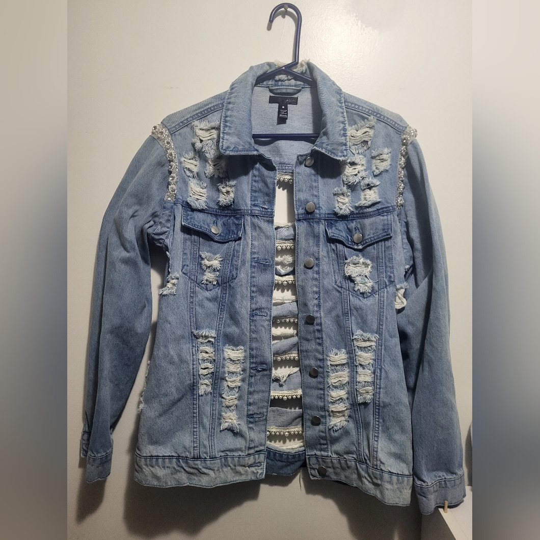 Aqua Bloomingdales Denim Distressed Jacket